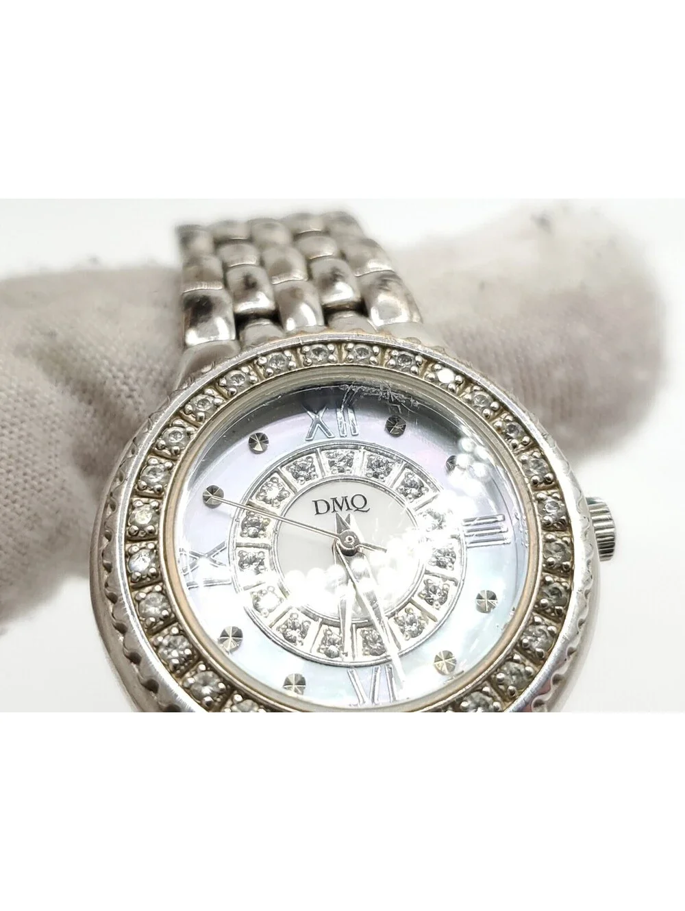 DMQ Quartz Watch Womens New Battery Silver Tone MOP Dial 26mm